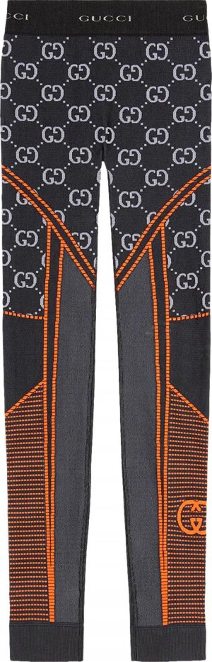 Леггинсы GG Jersey Jacquard Leggings Black/Orange, черный Gucci