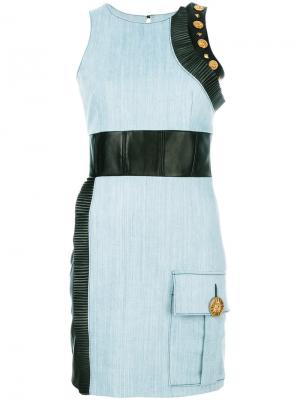 Джинсовое платье с декором Fausto Puglisi. Цвет: синий