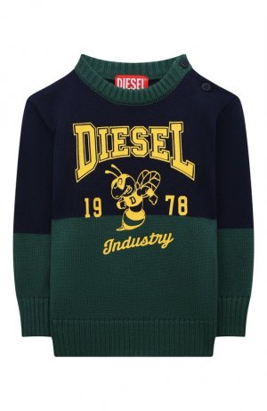 Пуловер из шерсти и хлопка Diesel. Цвет: зелёный