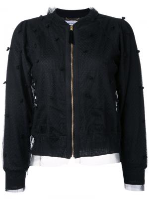 Куртка-бомбер с сетчатой отделкой в горох Muveil. Цвет: чёрный