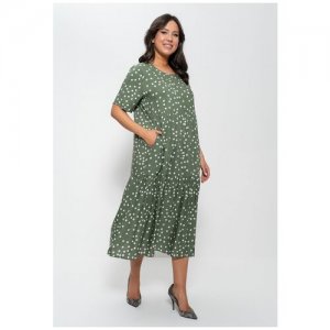 Платье женский Cleo, цвет: оливковый,мелкий горошек-48. 1231. CLEO. Цвет: зеленый