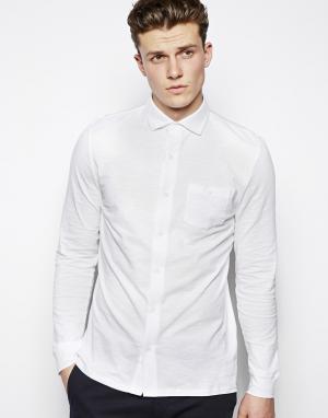 Трикотажная рубашка с карманом Reiss. Цвет: белый