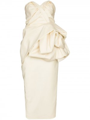 Шерстяное платье миди Rose ANOUKI. Цвет: белый