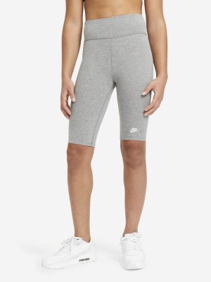 Бриджи для девочек Sportswear, Серый, размер 128-137 Nike. Цвет: серый