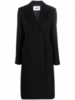 Двубортное пальто строгого кроя MSGM. Цвет: черный