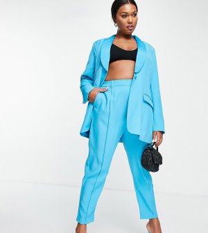 Голубые зауженные книзу брюки до щиколотки x Lorna Luxe-Голубой In The Style Plus