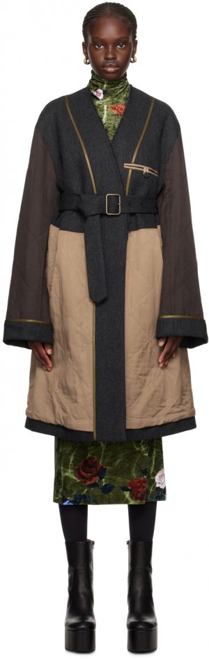 Эксклюзивное серое пальто SSENSE Dries Van Noten