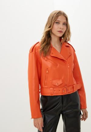 Куртка кожаная TrendyAngel. Цвет: оранжевый