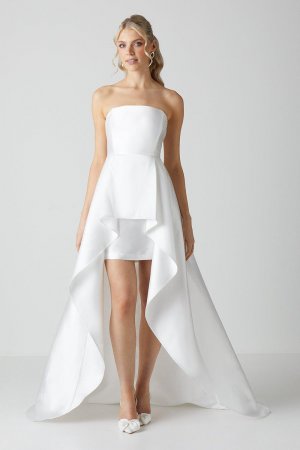 Свадебное платье мини-бандо из твила с пышной верхней юбкой , белый Coast