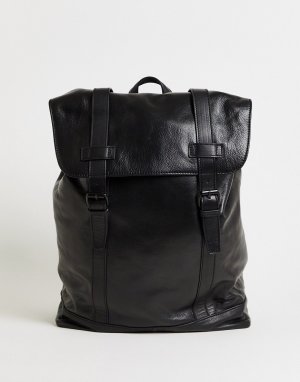 Черный кожаный рюкзак с ручкой ASOS DESIGN