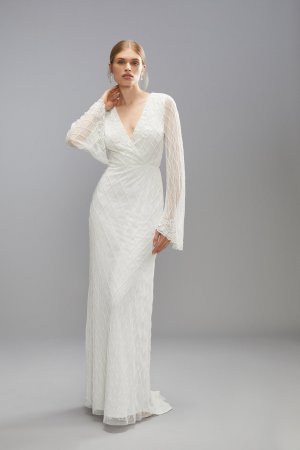 Украшенное свадебное платье макси в стиле бохо с завязками на спине , белый Coast