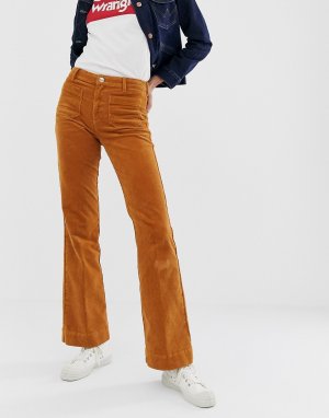 Вельветовые расклешенные брюки с завышенной талией -Коричневый Wrangler