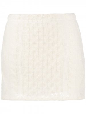 Мини-юбка фактурной вязки Laneus. Цвет: белый