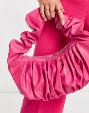 Ярко-розовая сумка на плечо с большими оборками -Розовый ASOS DESIGN