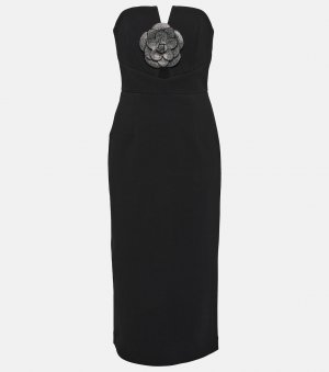 Платье миди из крепа yvonne с цветочной аппликацией , черный Rebecca Vallance