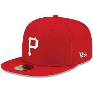 Мужская приталенная шляпа New Era Red Pittsburgh Pirates с белым логотипом 59FIFTY