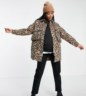 Oversized-куртка с леопардовым принтом -Коричневый цвет Urban Bliss Maternity