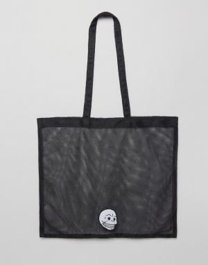 Сетчатая сумка-шоппер с черепом Cheap Monday. Цвет: черный