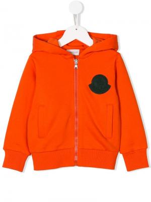 Толстовка с капюшоном и заплаткой логотипом Moncler Kids. Цвет: оранжевый