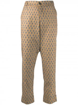Укороченные брюки с вышивкой Berwich. Цвет: нейтральные цвета