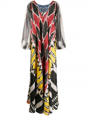 Платье макси с драпировкой и узором Afroditi Hera. Цвет: бежевый