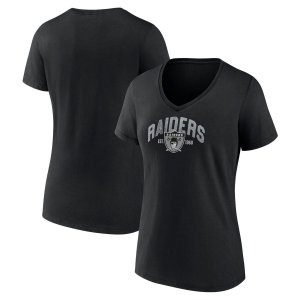 Женская черная футболка с v-образным вырезом и логотипом Las Vegas Raiders большого размера Fanatics