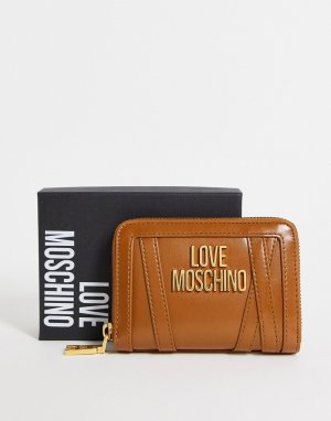 Небольшой светло-коричневый кошелек на молнии -Коричневый цвет Love Moschino