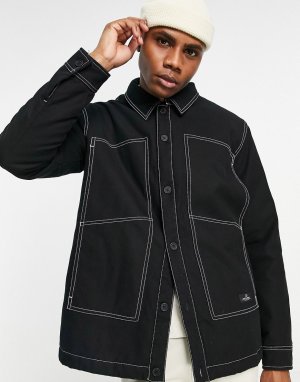 Черная утепленная куртка с контрастными строчками -Черный цвет Topman