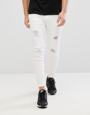 Белые джинсы скинни с рваной отделкой Aces Couture. Цвет: белый
