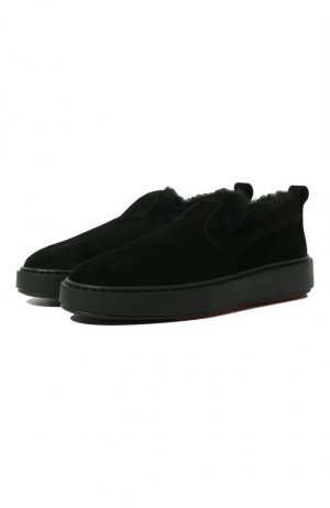 Замшевые слипоны Santoni. Цвет: чёрный