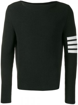 Пуловер с вырезом-лодочкой и полосками 4-Bar Thom Browne. Цвет: синий