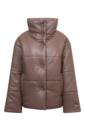 Утепленная куртка из экокожи Nanushka. Цвет: коричневый