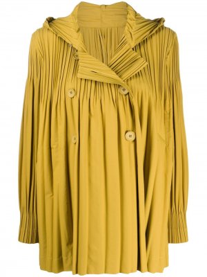 Двубортный пиджак со складками Pleats Please Issey Miyake. Цвет: желтый