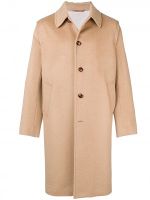 Однобортное пальто с логотипом Gucci. Цвет: коричневый