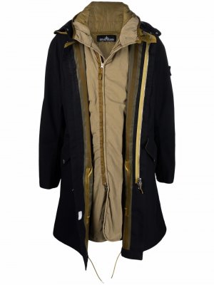 Многослойное пальто с капюшоном Stone Island Shadow Project. Цвет: черный