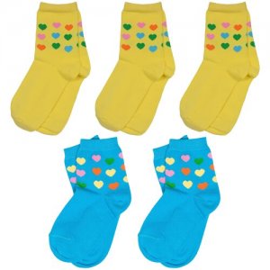Комплект из 5 пар детских носков микс 5, размер 14-16 ХОХ. Цвет: мультиколор