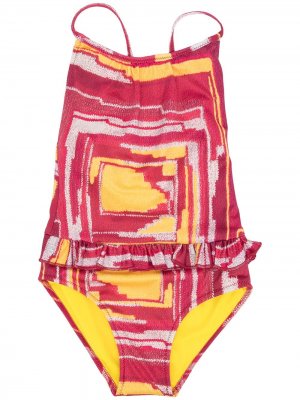 Комбинезон с оборками и абстрактным принтом Sian Swimwear. Цвет: разноцветный