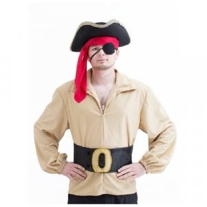 Костюм карнавальный взрослый Пират со шляпой на рост 180 см Бока. Цвет: бежевый/красный/черный