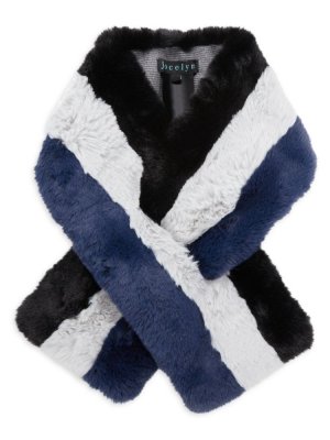 Полосатый шарф из искусственного меха , темно-синий Jocelyn