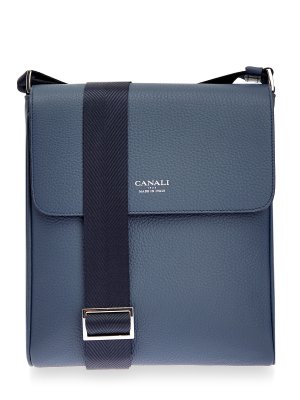 Кожаная сумка-мессенджер с регулируемым плечевым ремнем CANALI. Цвет: голубой