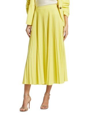 Плиссированная юбка-миди из крепа Maree Cinq À Sept, цвет Yuzu Yellow Sept