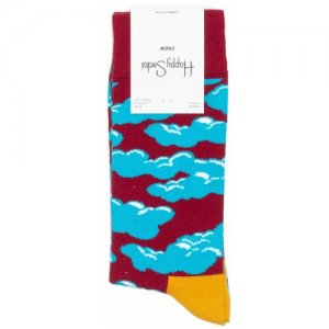 Носки , размер 36-40, красный, желтый, синий Happy Socks. Цвет: белый/черный