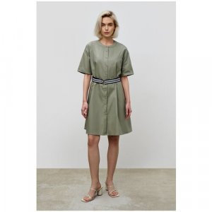 Платье-рубашка , хлопок, повседневное, прилегающее, до колена, карманы, размер 50, зеленый Baon. Цвет: зеленый