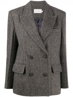 Пальто с узором в елочку Low Classic. Цвет: серый