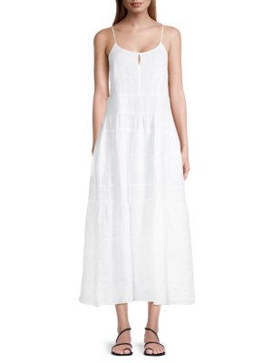 Платье макси с вышивкой, окрашенное в готовой одежде Rosso35, цвет Optic White ROSSO35