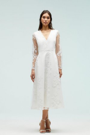 Платье миди из сетчатой ​​ткани с вышивкой Ponte , белый Coast