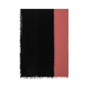 Двухцветный шарф с иглопробиванием, Черный/Красный Yohji Yamamoto