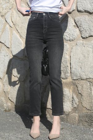 Черные зауженные женские джинсы для мам MG1738 MADMEXT
