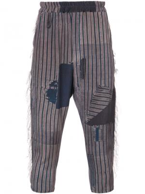 Укороченные брюки в полоску By Walid. Цвет: коричневый