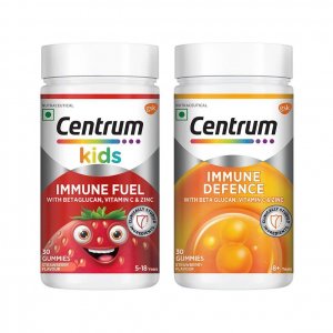 Набор жевательных конфет для иммунной защиты детей и взрослых (30 шт + 30 шт), Kids Immune Fuel Gummies & Defence Set, Centrum